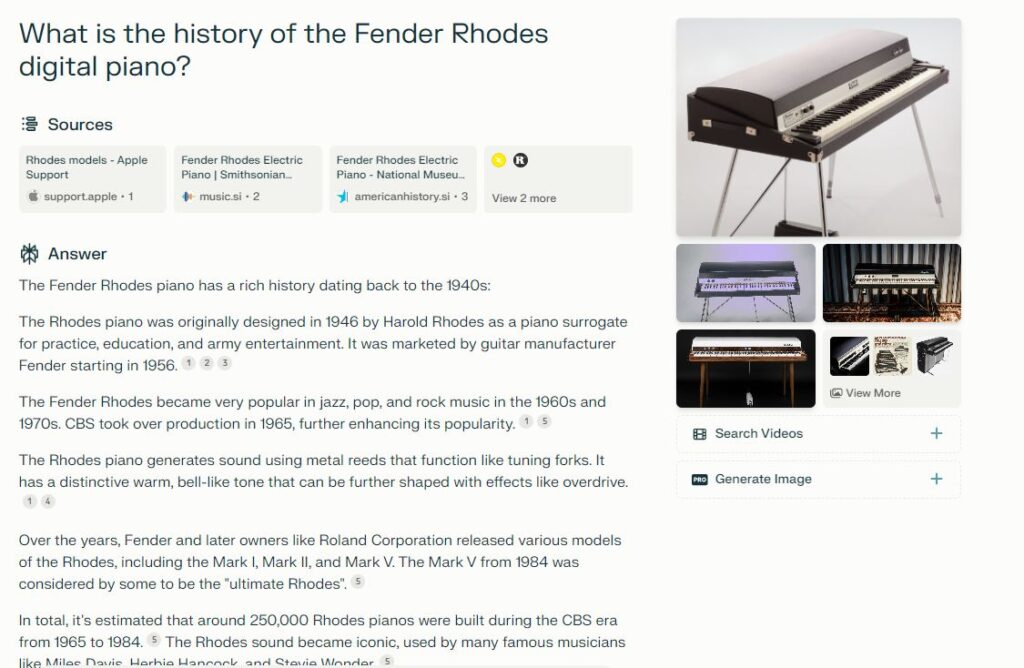 Fender Rhodes on Perplexity.ai