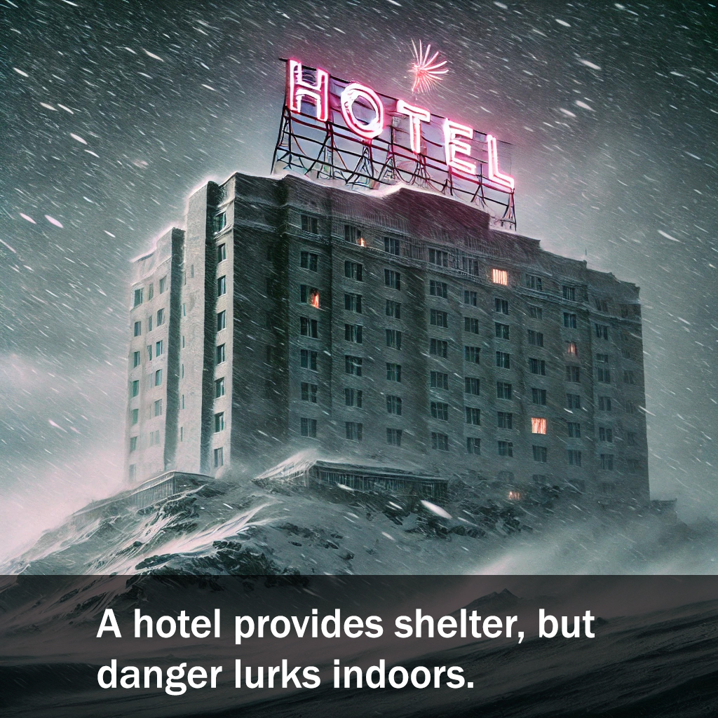 A hotel provides shelter, but danger lurks indoors. 